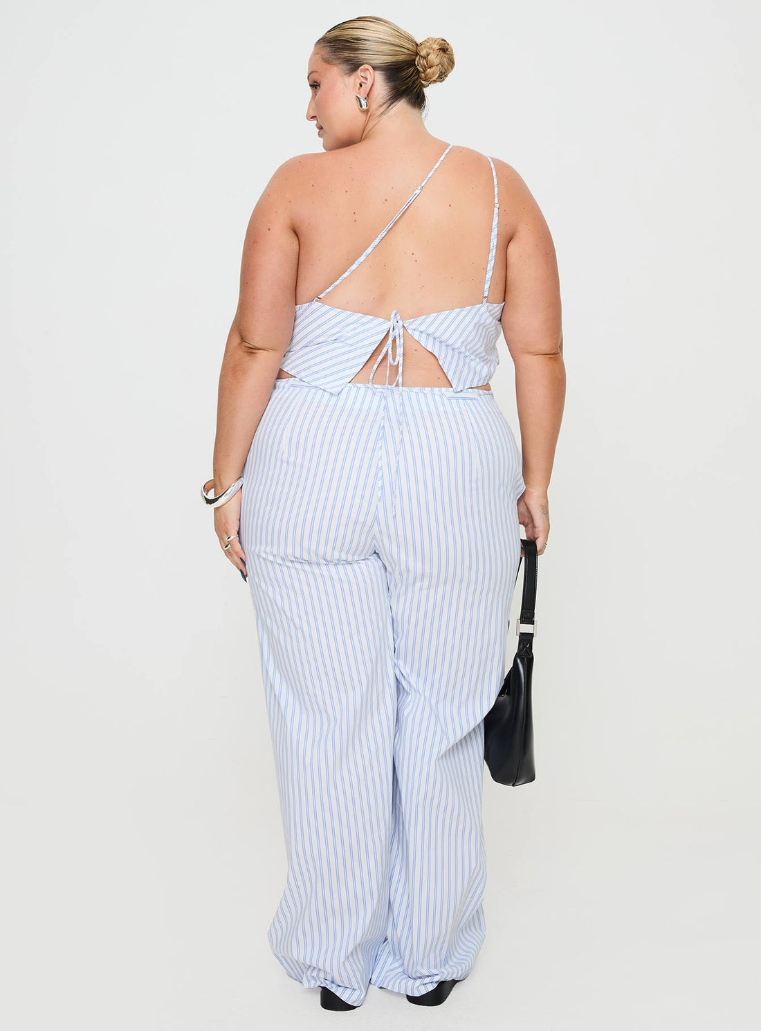 Collied Low Rise Pants Blue / White Stripe Curve