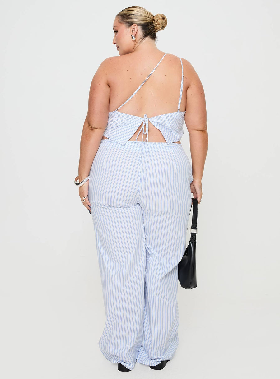 Collied Low Rise Pants Blue / White Stripe Curve