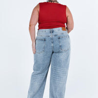 Holly Asymmetric Straight Leg Jean Light Wash Denim Curve
