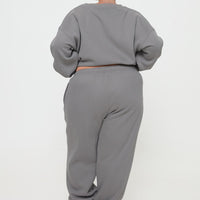 Princess Polly Track Pants Puff Text Charcoal Curve