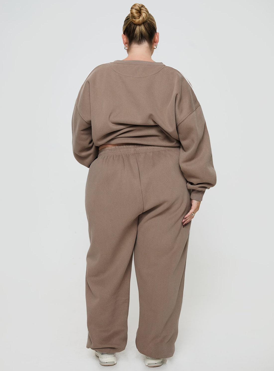 Princess Polly Track Pants Stripe Taupe / White Curve