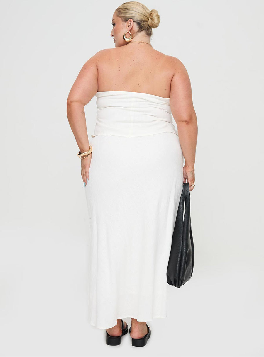 Ermias Linen Blend Midi Skirt White Curve