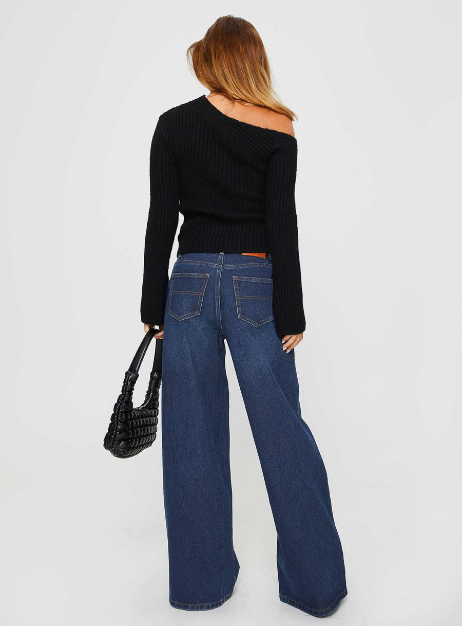 Naylor Mid Rise Wide Leg Jeans Mid Blue Denim Tall