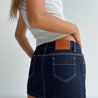 Bracken Denim Mini Skirt Navy