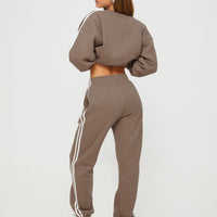 Princess Polly Track Pants Stripe Taupe / White
