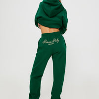 Princess Polly Track Pants Script Green / Ivory