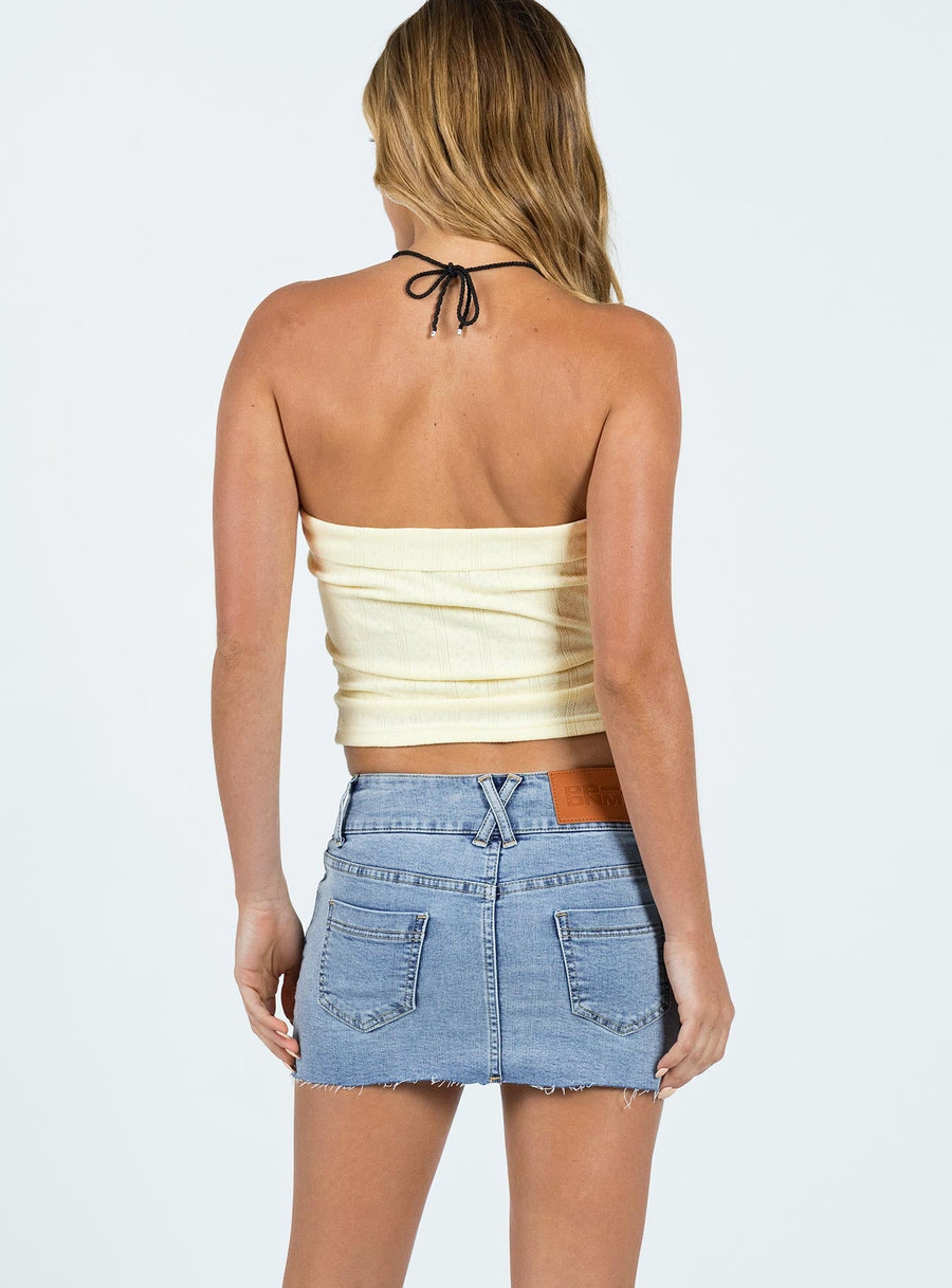 Faya Low Rise Mini Skirt Light Wash Denim