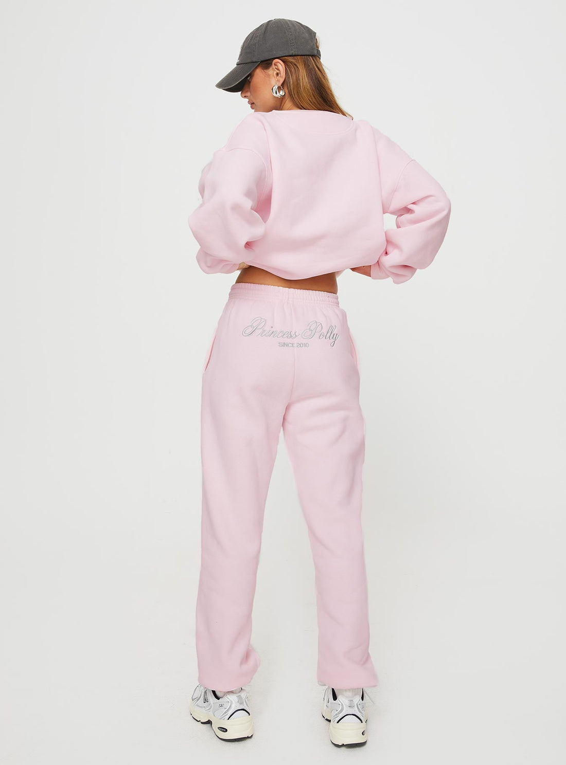 Princess Polly Track Pants Script Baby Pink / Grey