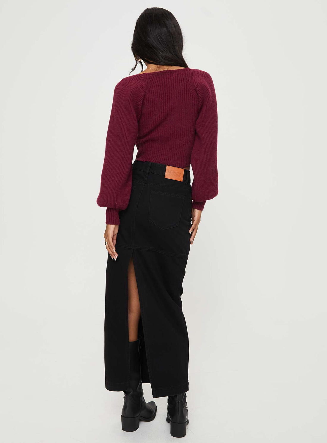 Markanna Denim Midi Skirt Black