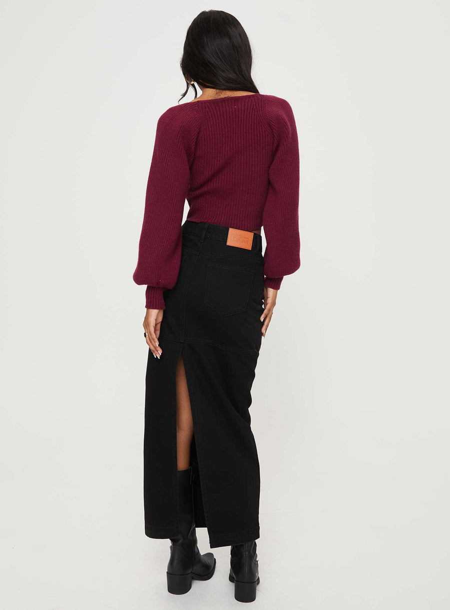 Markanna Denim Midi Skirt Black