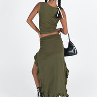 Rendezvous Maxi Skirt Olive