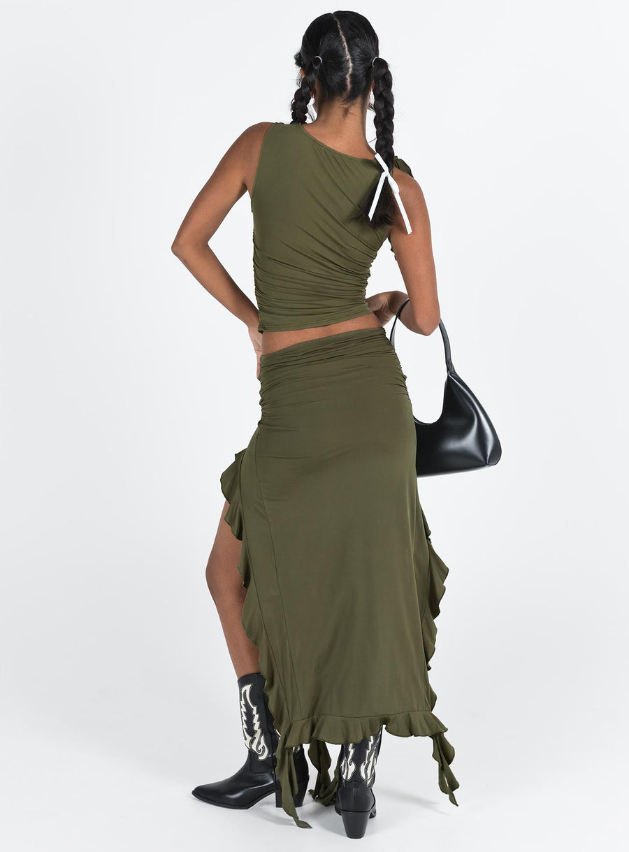 Rendezvous Maxi Skirt Olive