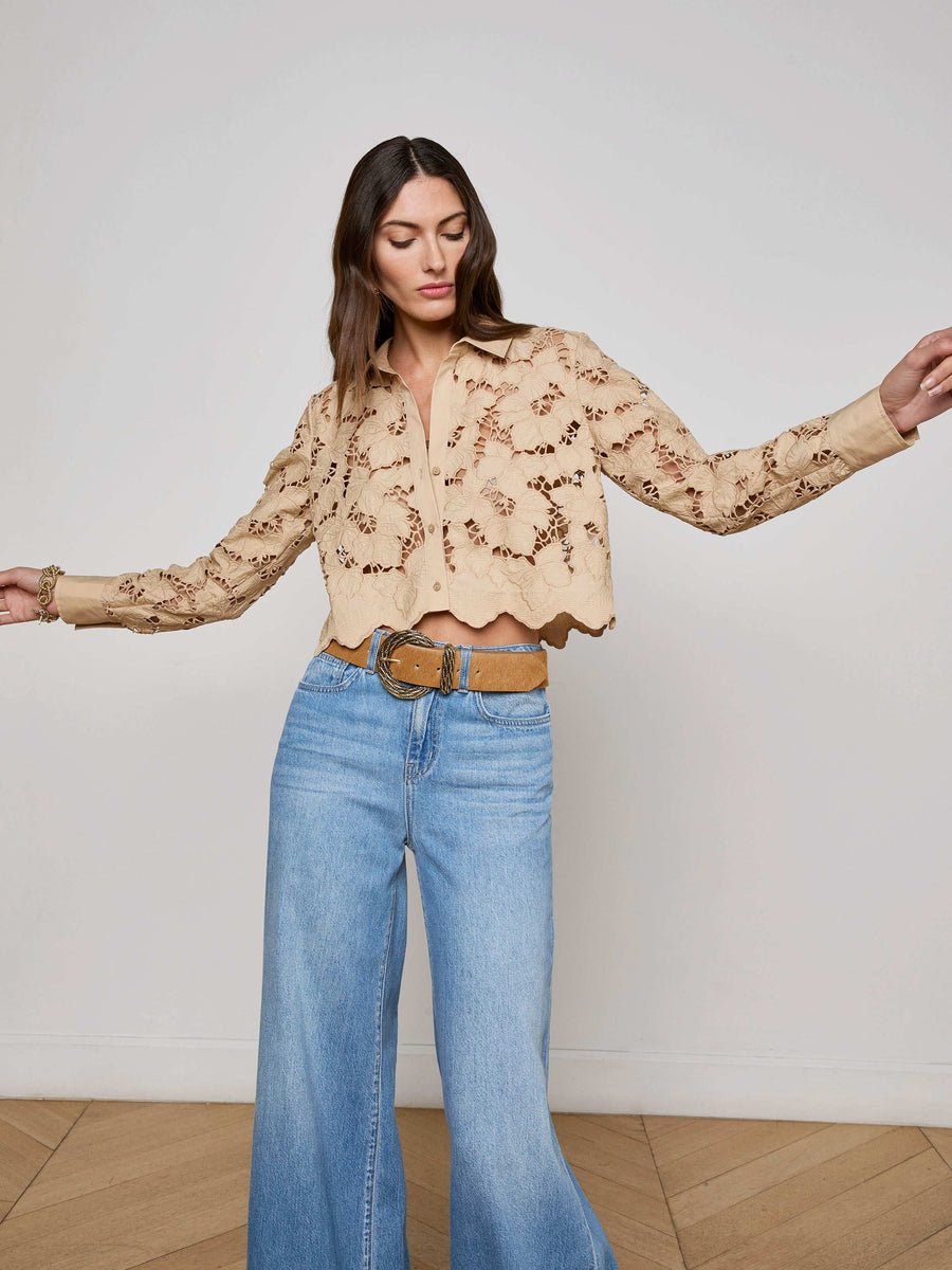 Seychelle Cropped Eyelet Blouse