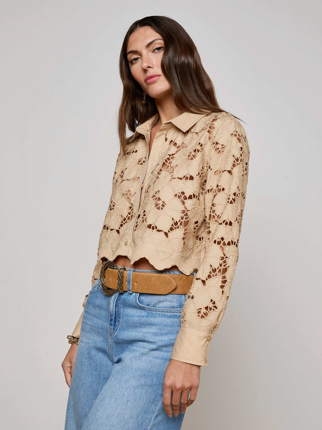 Seychelle Cropped Eyelet Blouse