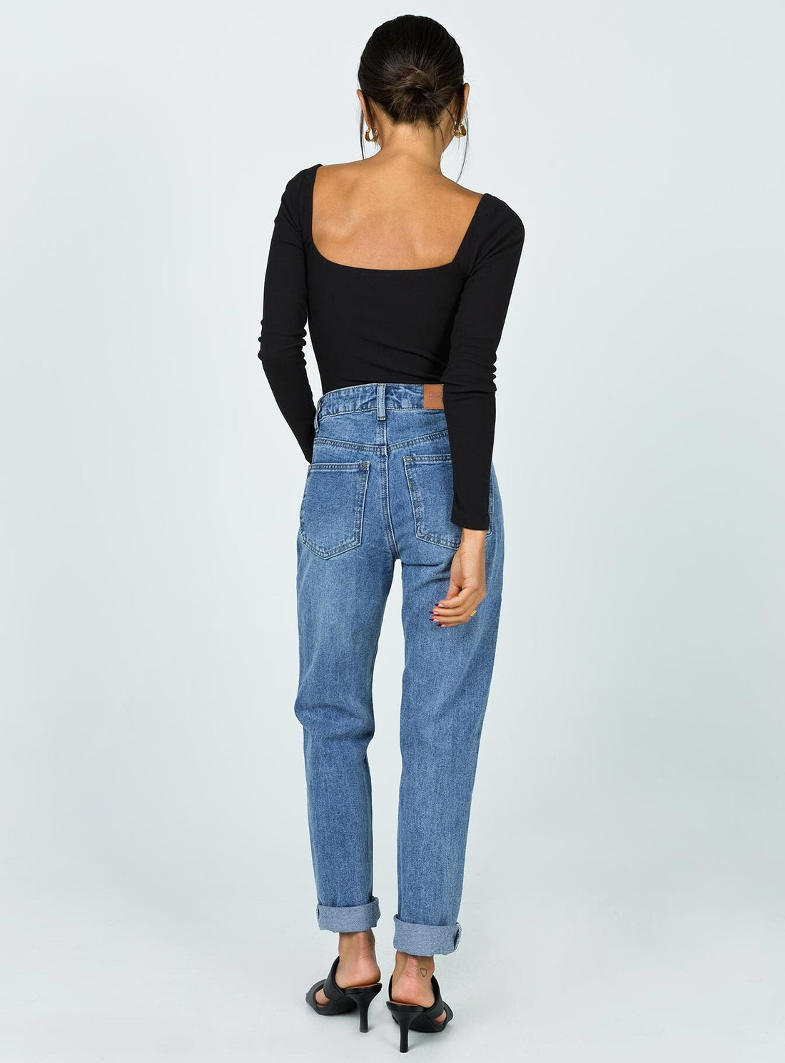 Hayden Knee Rip Jeans Mid Wash Denim