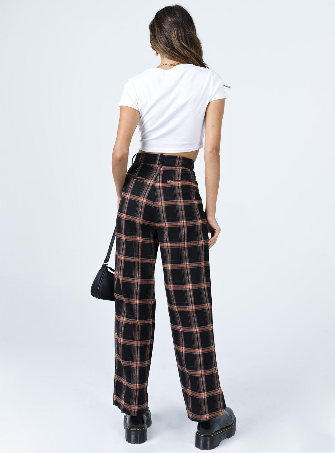 City Skies Wide Leg Check Pant Black
