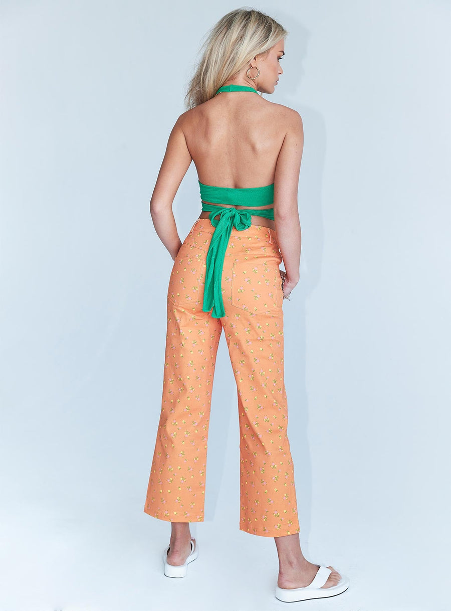 Ivy Floral Straight Leg Jeans Orange