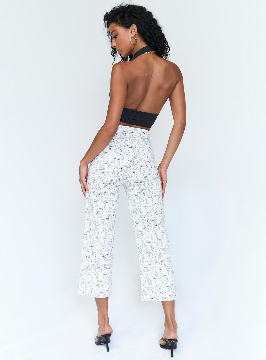 Nelly Wide Leg Face Print Pants White