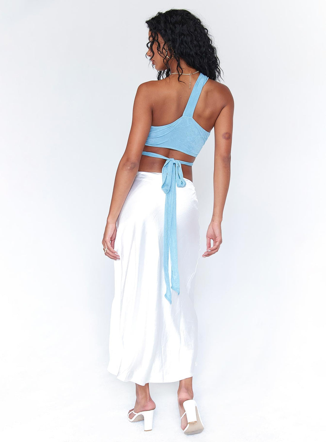 Tyra Satin Midi Skirt White