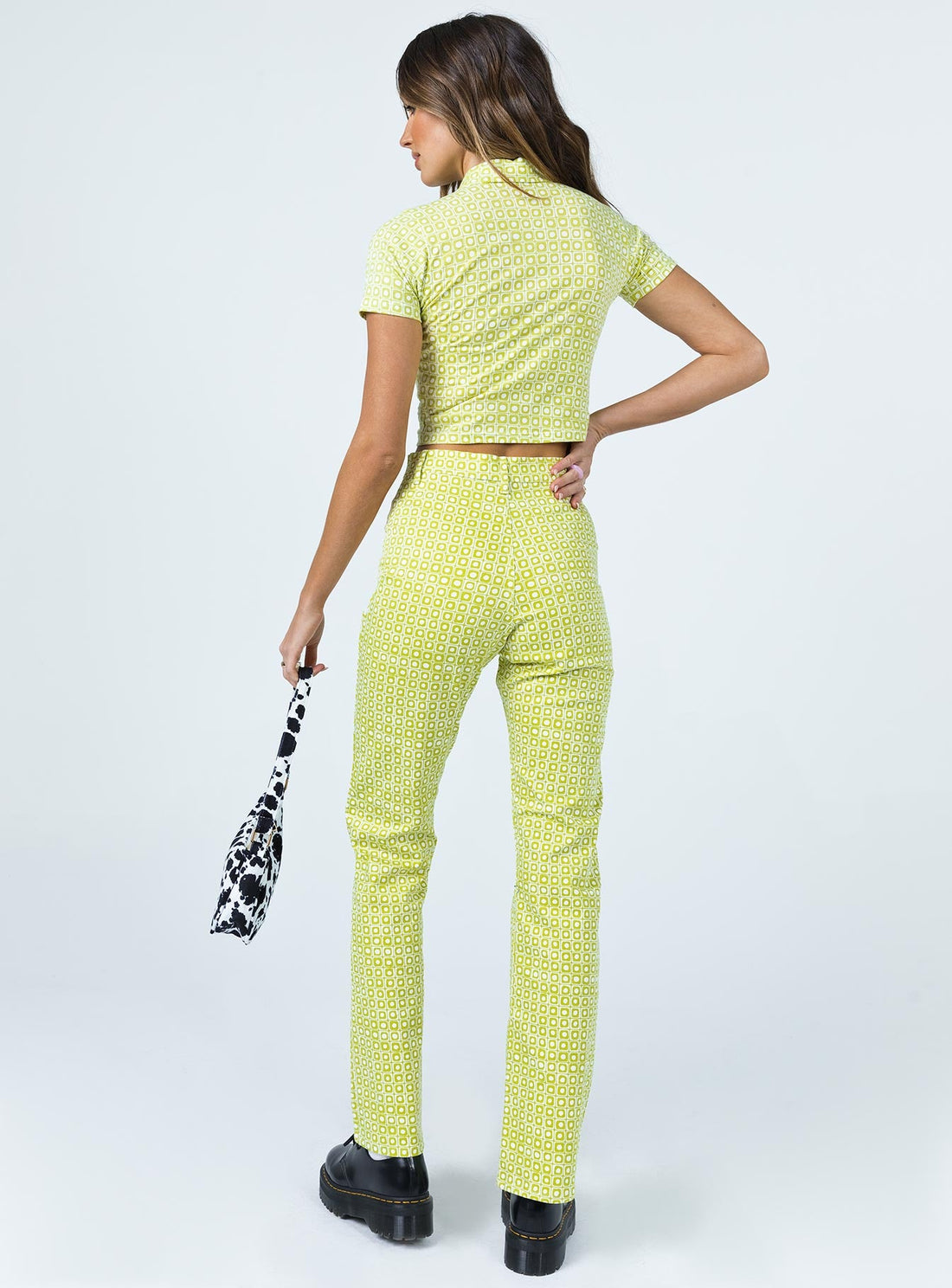 Motel Zoven Trouser Green Geo Retro