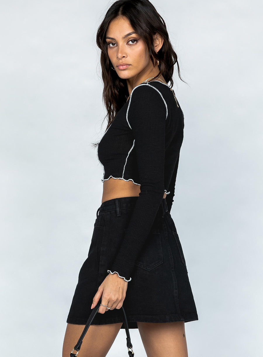 Demi Denim Mini Skirt Black