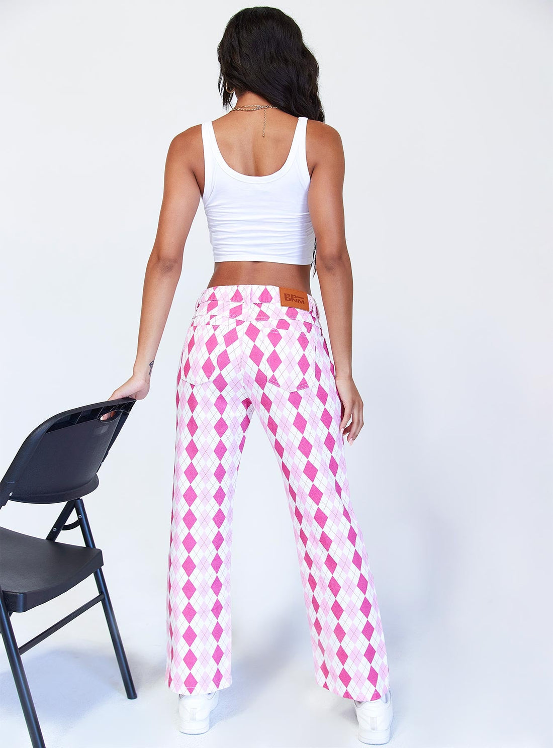 Zoey Argyle Straight Leg Pant Pink