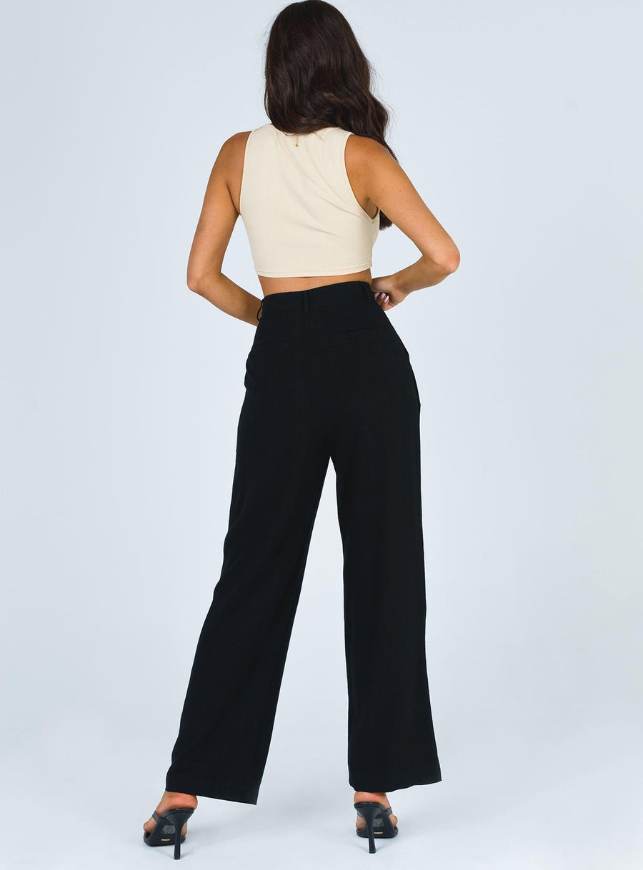Brenda Linen Blend Pants Black