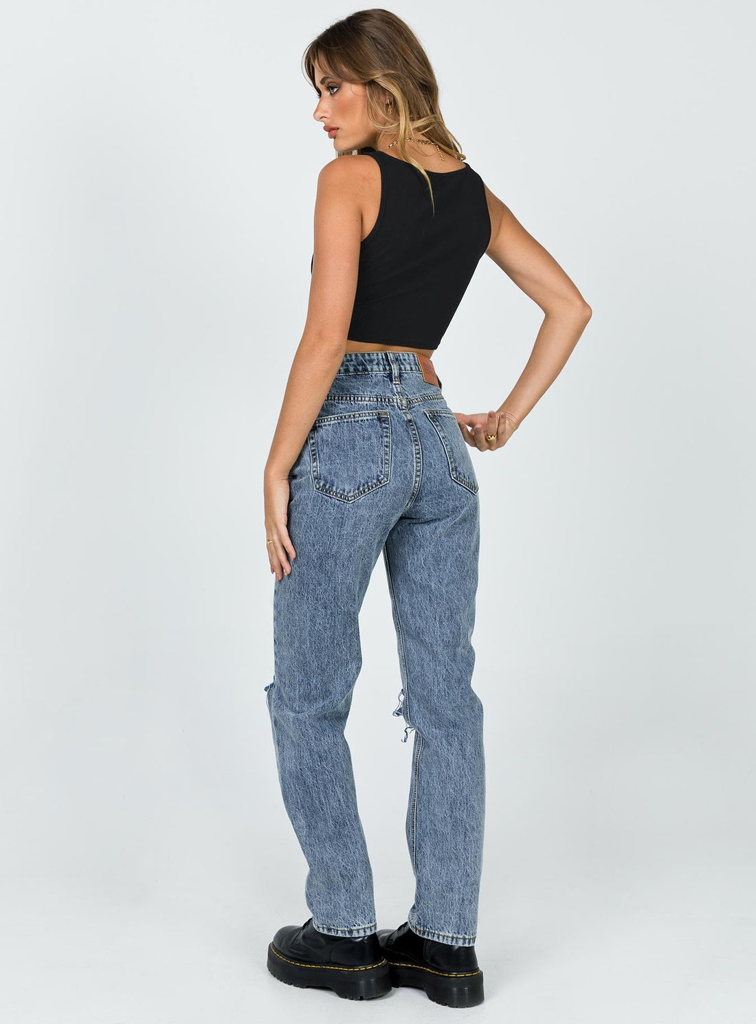 Intentions Straight Leg Knee Rip Denim Jean Eco