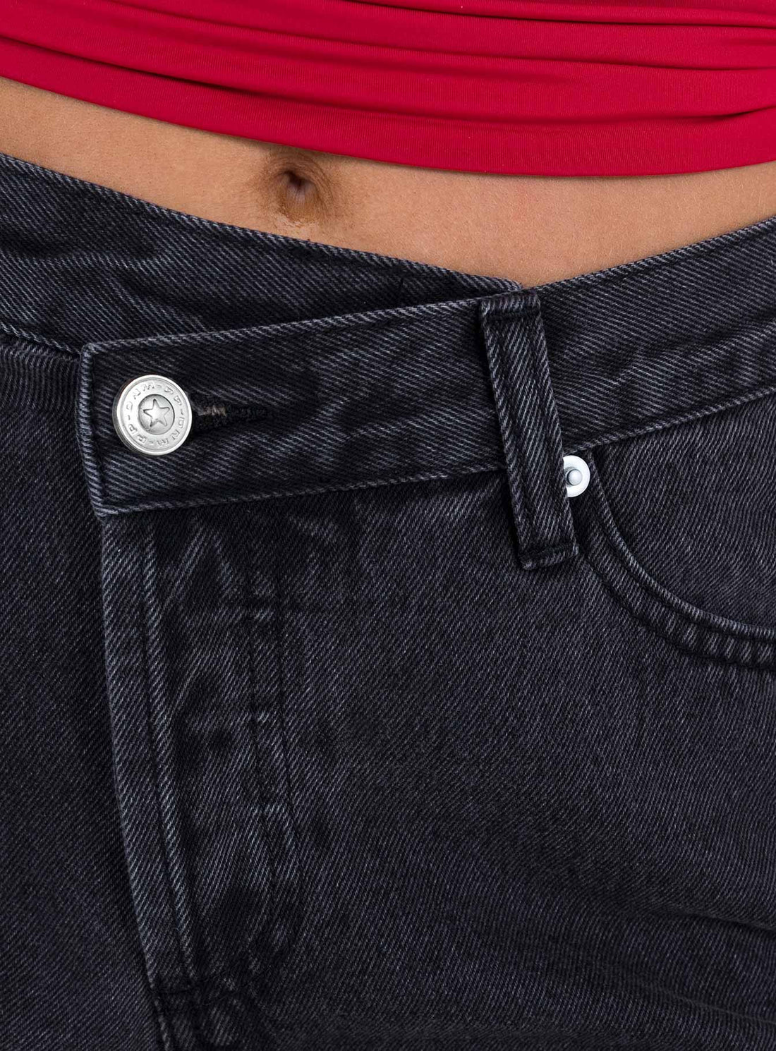 Holly Asymmetric Straight Leg Jean Black Denim Petite