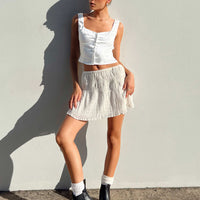 Crinkle Cotton Mini Skirt Ivory