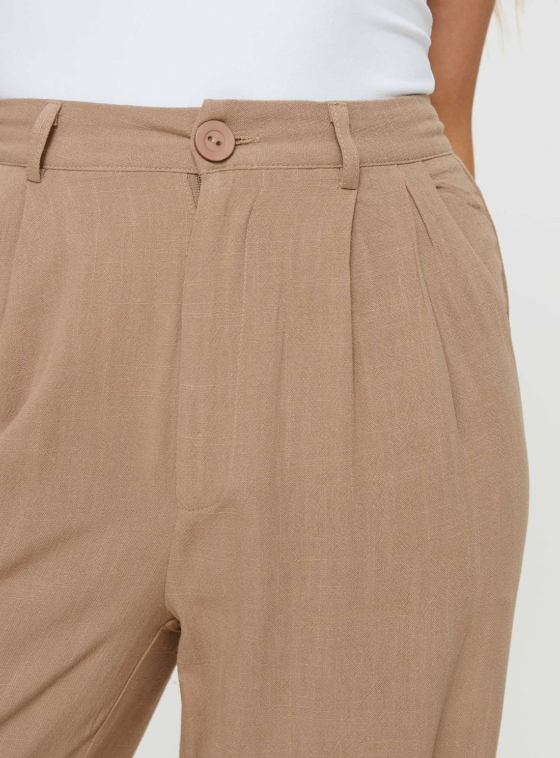 Brenda Linen Blend Pants Beige