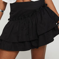 Selenis Asymmetrical Mini Skort Black
