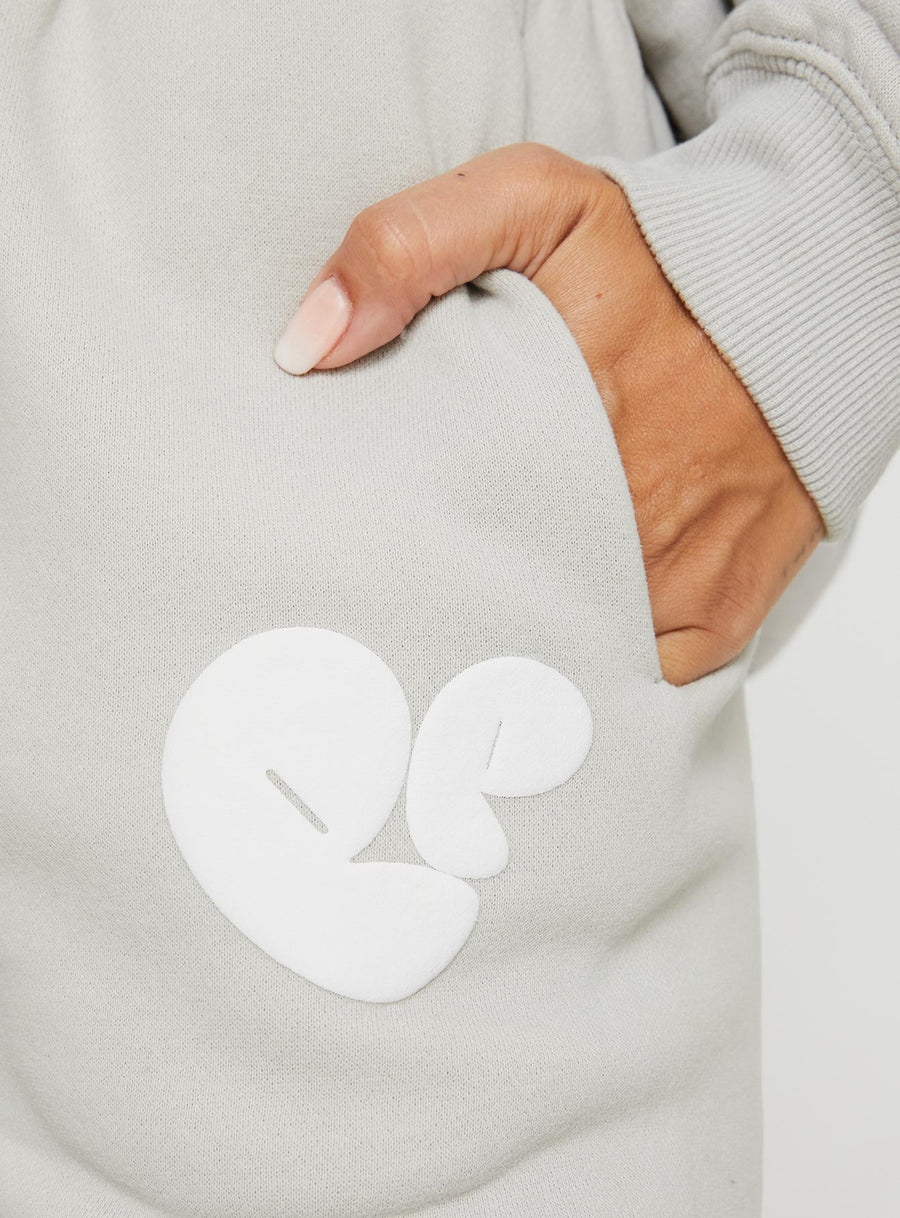 Princess Polly Track Pants Bubble Text Grey / Cloud White