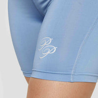 Princess Polly Bike Shorts Cursive Text Pale Blue/ Eggshell