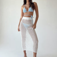 Golda Crochet Maxi Skirt White