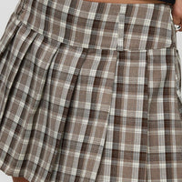 Envision Pleat Mini Skirt Brown Multi