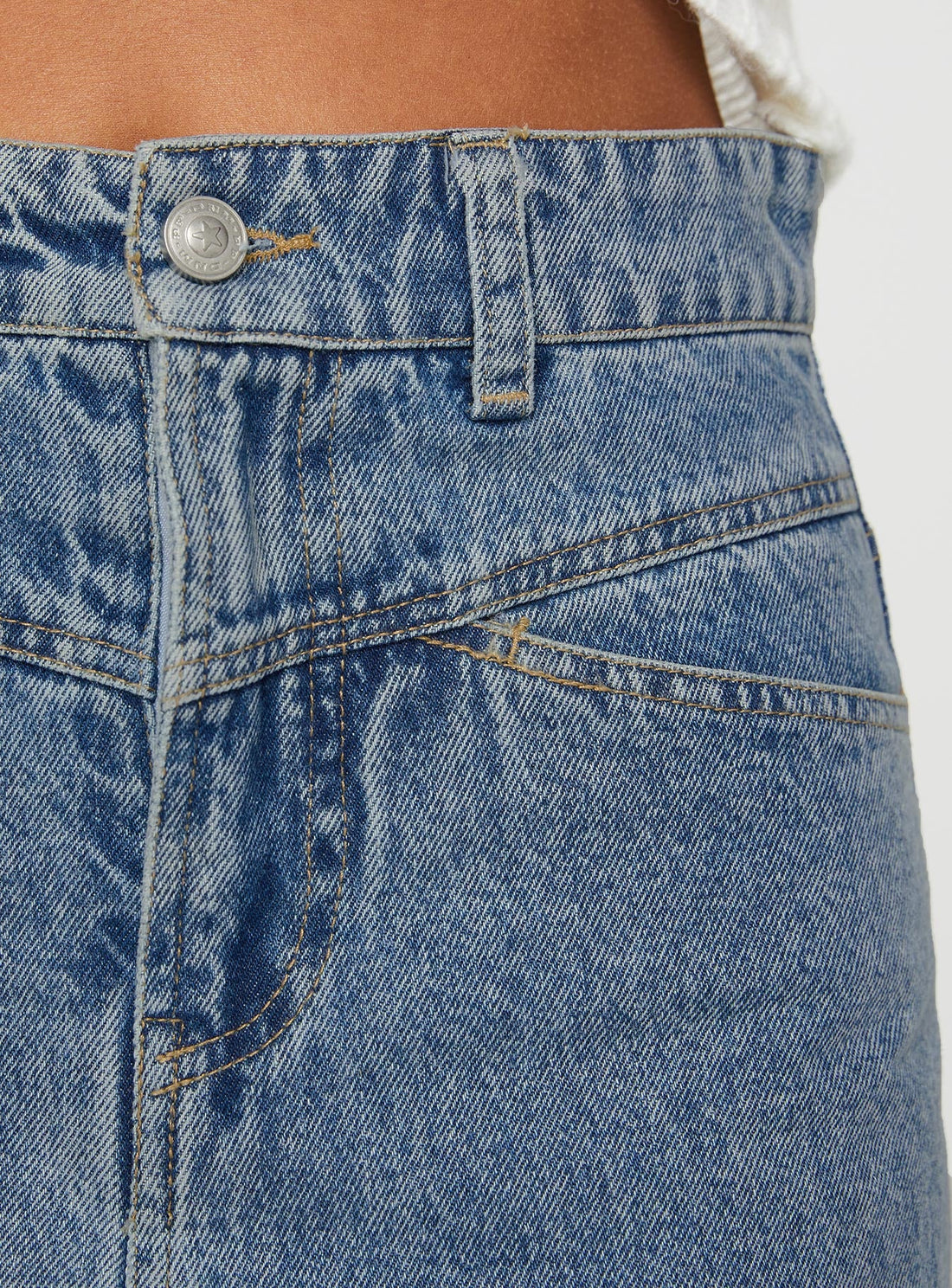 Deneuve Denim Maxi Skirt Mid Wash