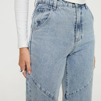Frenta Moto High Waisted Jeans Angel Blue
