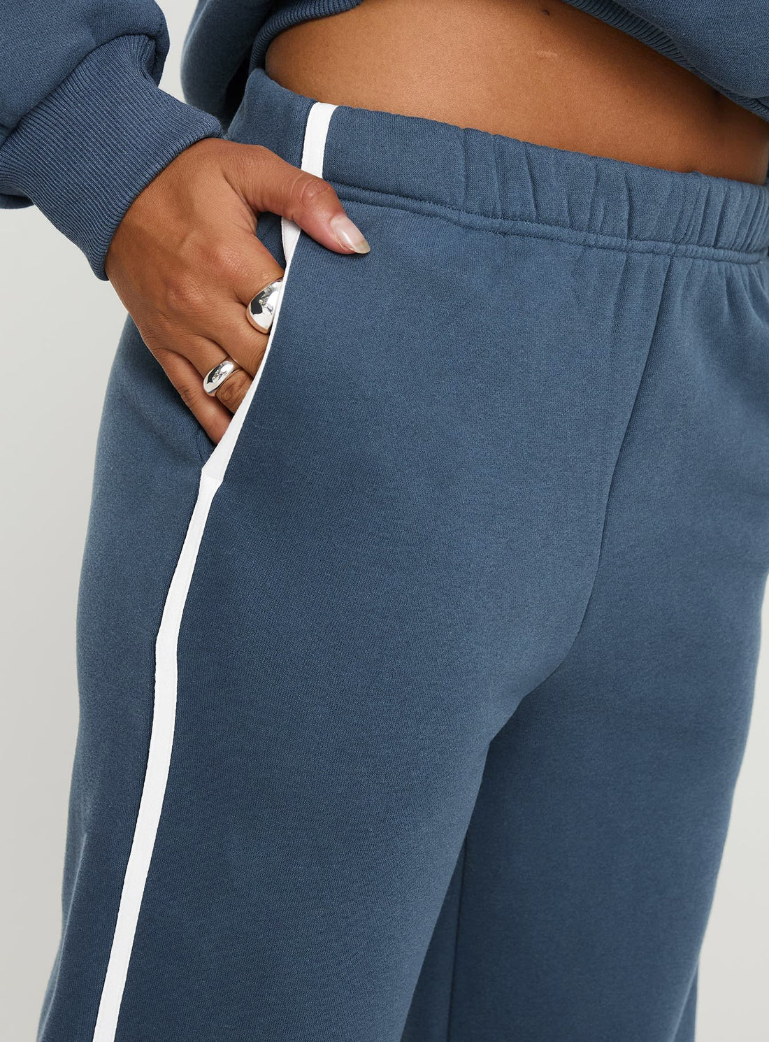 Skiller Side Stripe Track Pants Navy