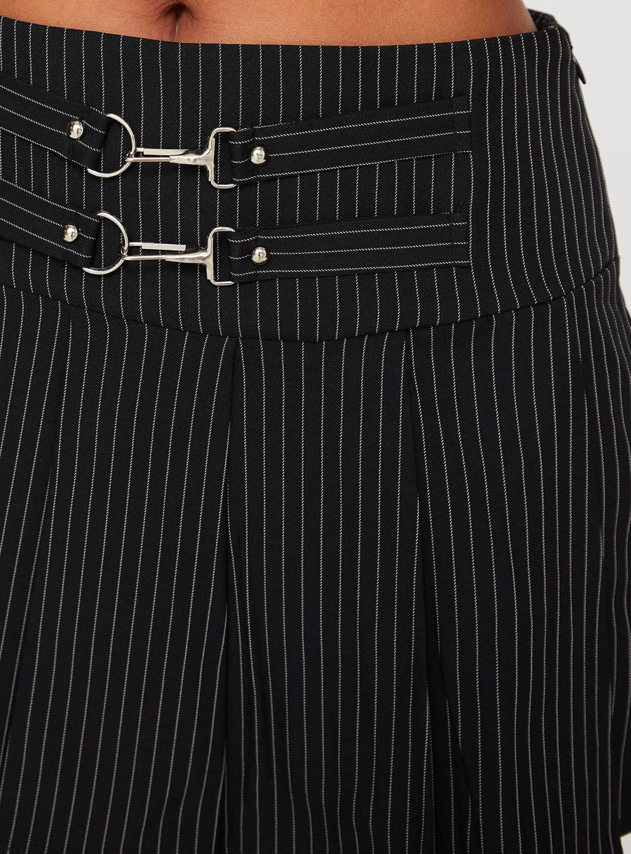 Vyola Mini Skirt Black Pinstripe