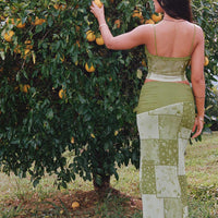 Sharifa Patchwork Maxi Skirt Green