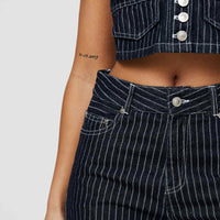 Rathlyn Pinstripe Shorts Dark Denim