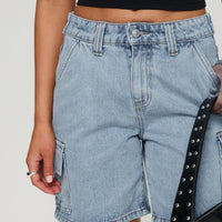 Mika Carpenter Denim Shorts Light Wash