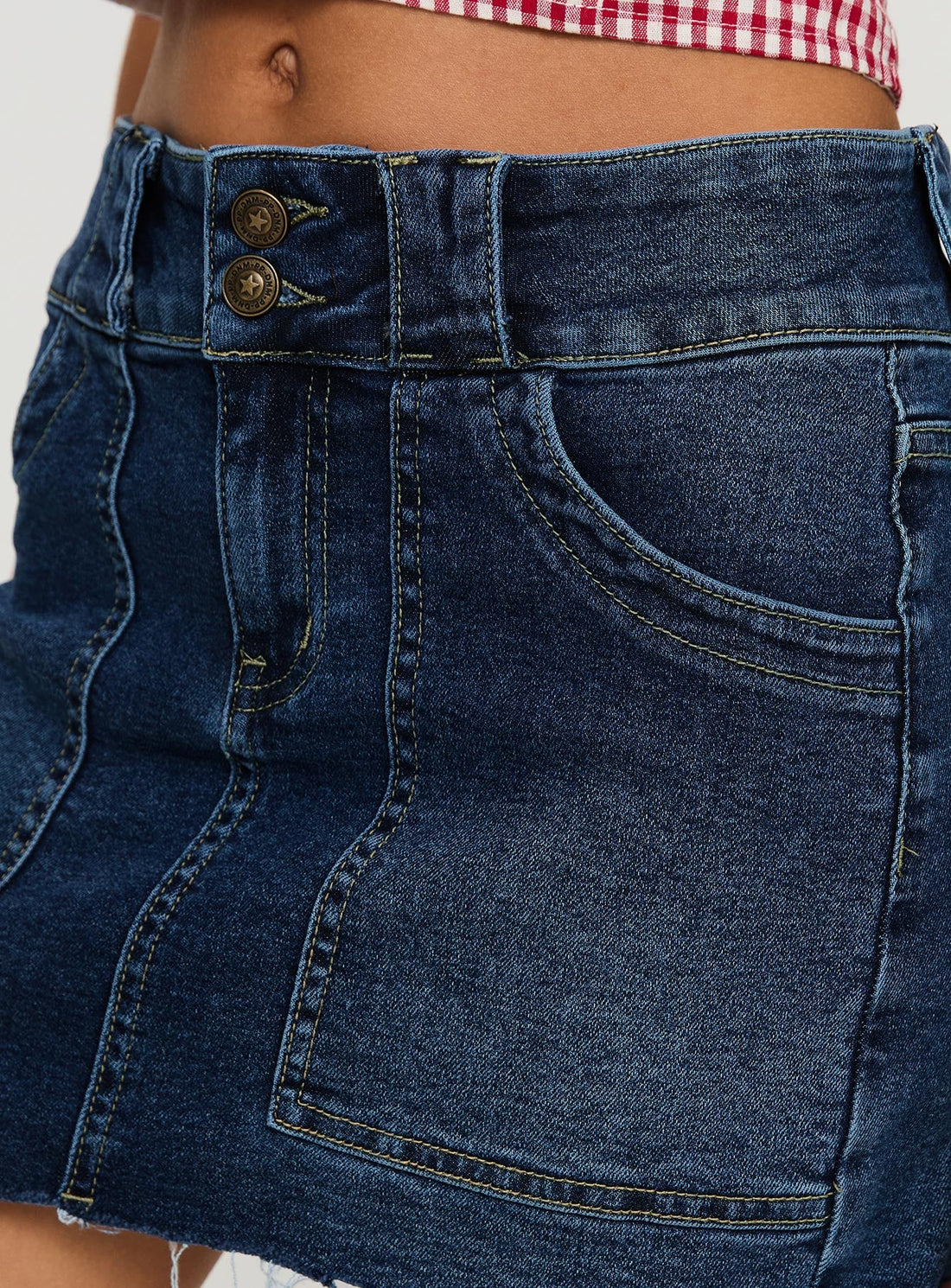 Reel It In Denim Mini Skirt Dark Wash