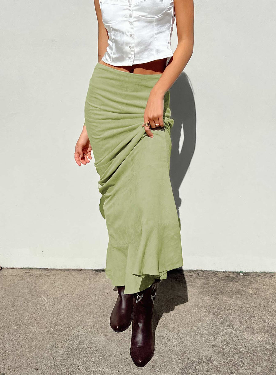 Raven Mid Rise Skirt Sage