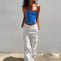 Paige Mid Rise Cargo Jean White