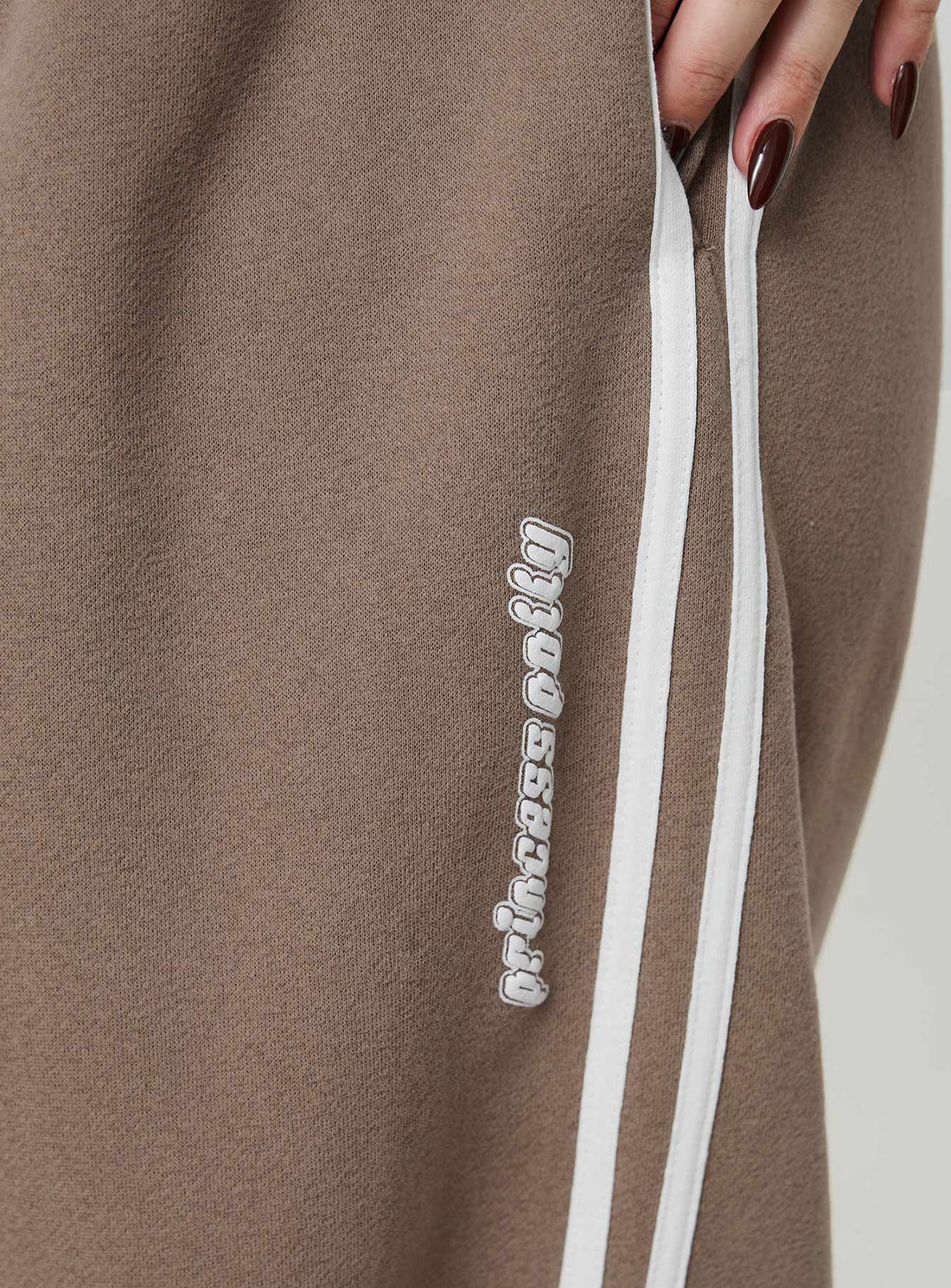 Princess Polly Track Pants Stripe Taupe / White Curve