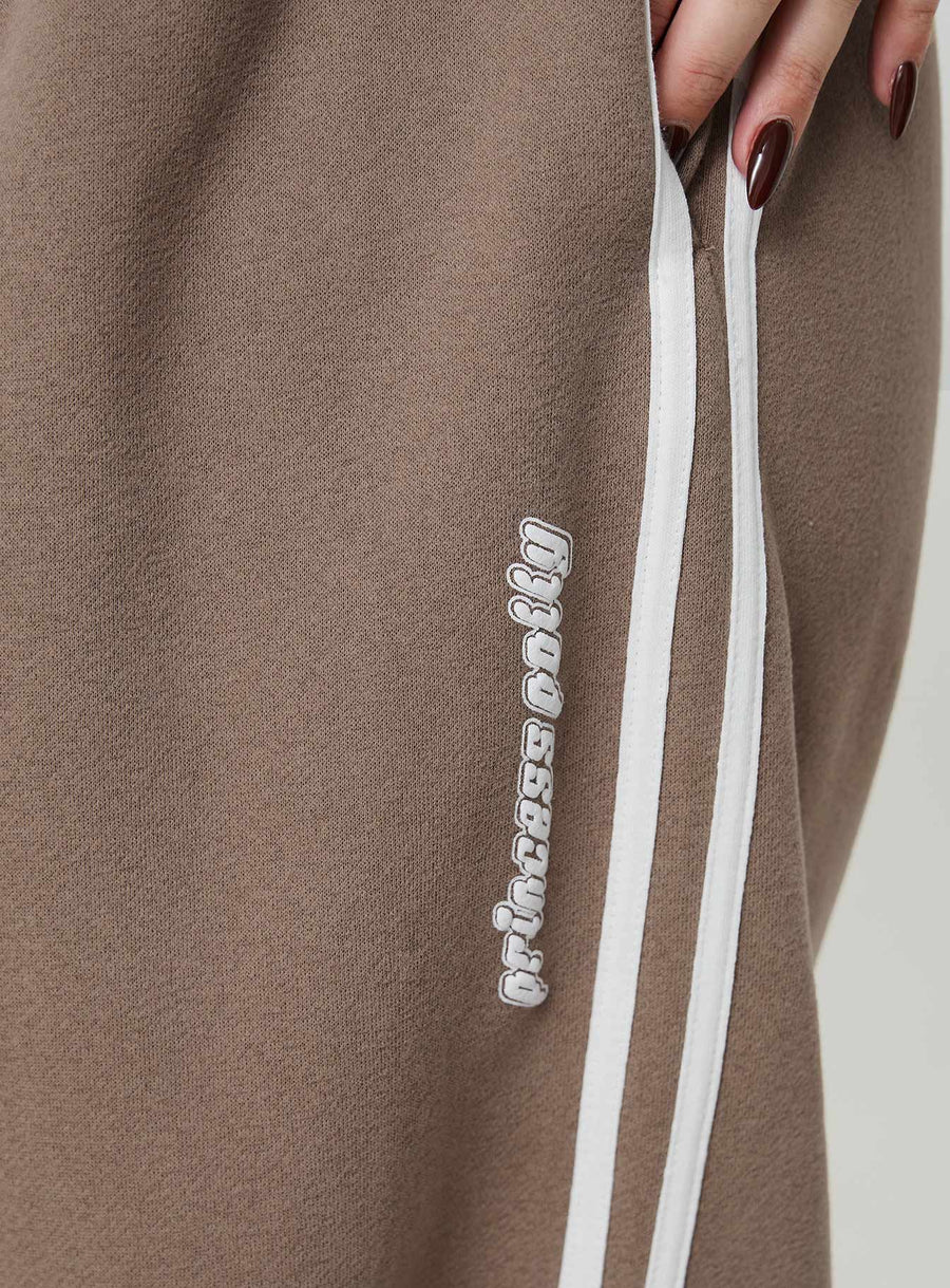 Princess Polly Track Pants Stripe Taupe / White Curve