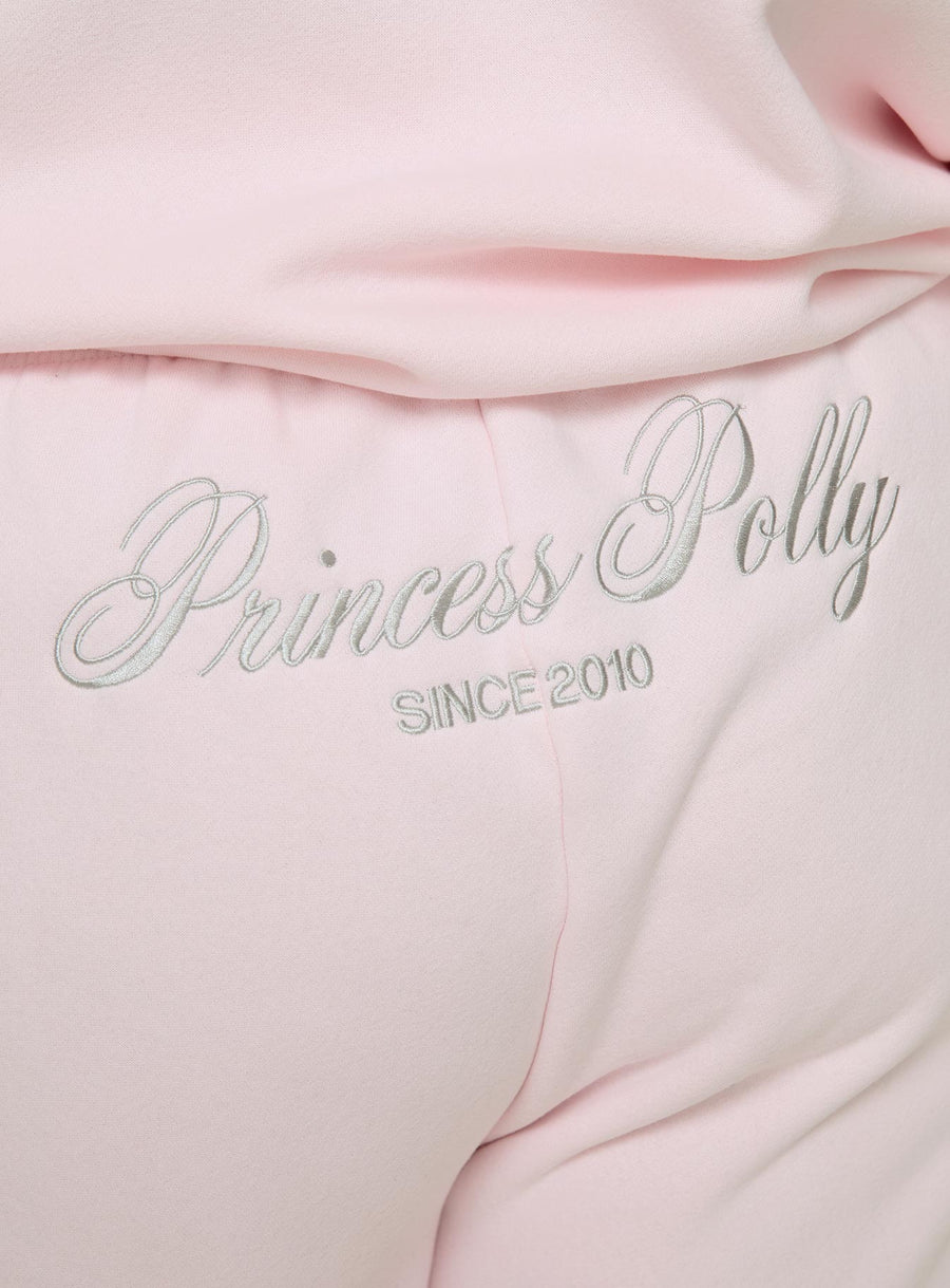 Princess Polly Track Pants Script Baby Pink / Grey Curve