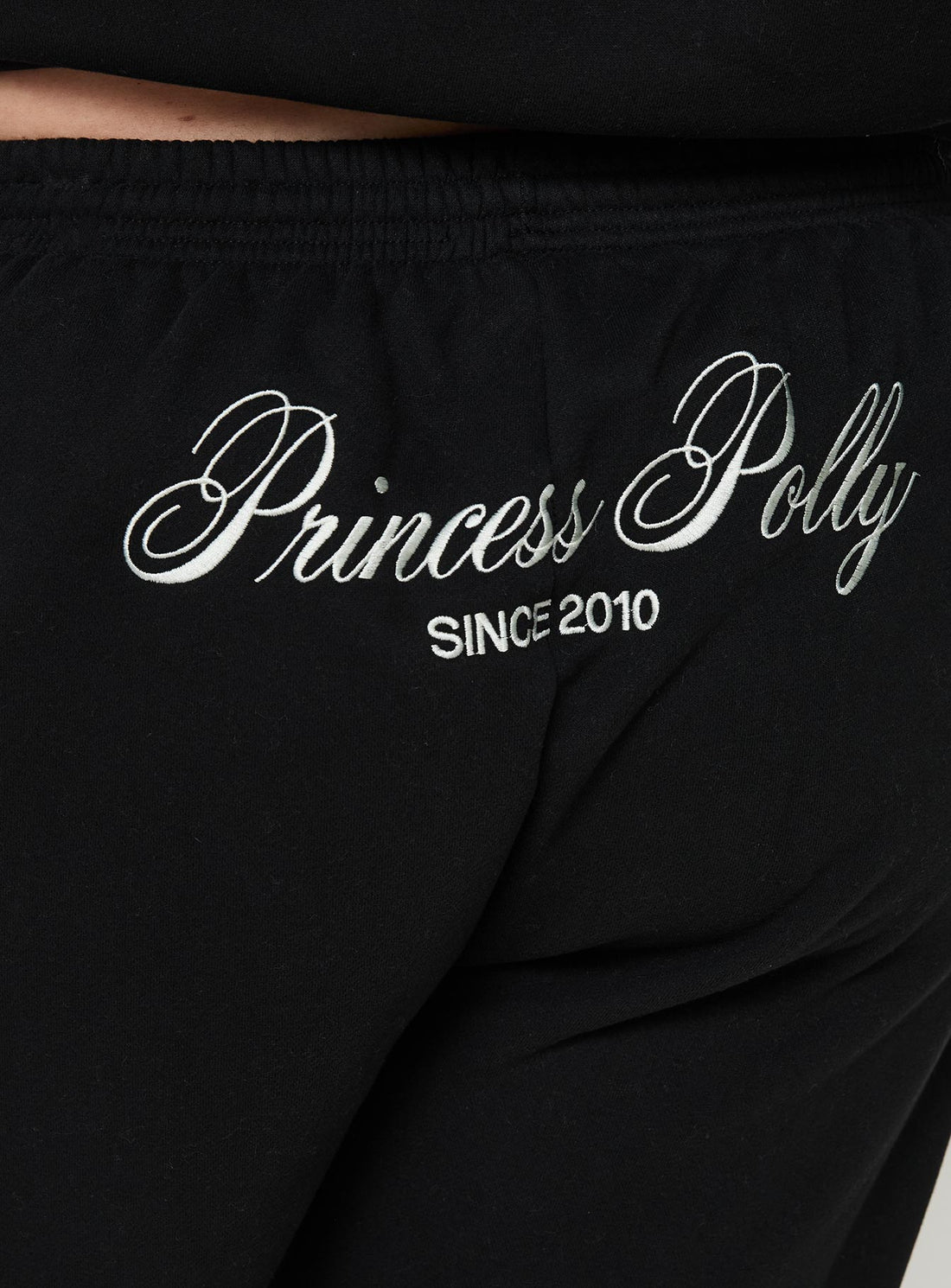 Princess Polly Track Pants Script Black / Ivory Curve